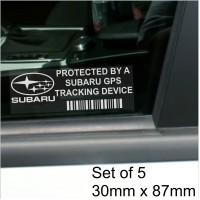 5 x SUBARU GPS Tracking Device Security WINDOW Stickers 87x30mm-Impreza Car,Van Alarm Tracker